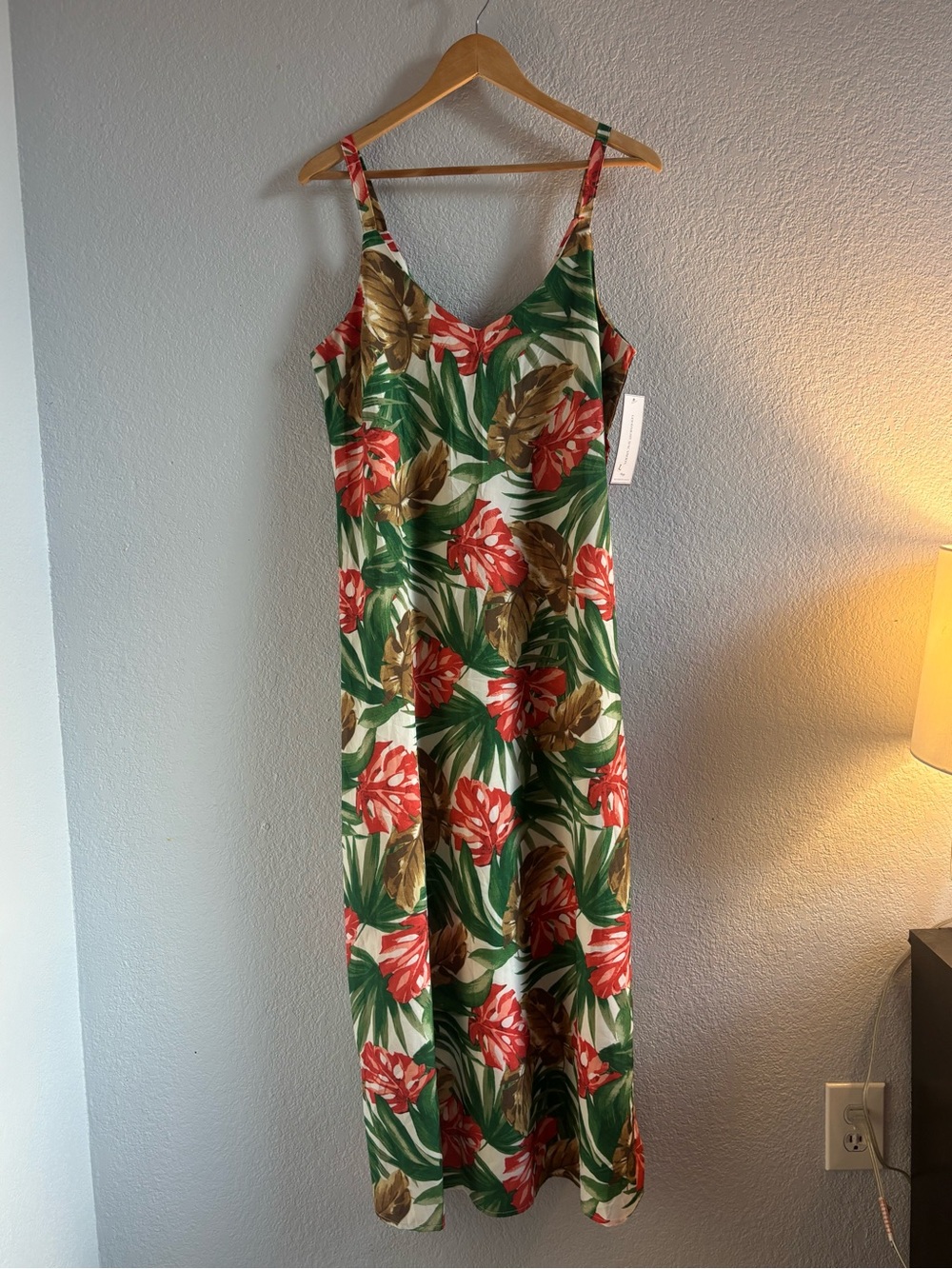 Goodnight Macaroon Tropical Maxi Slip Dress With Leaf Pattern - Size Large